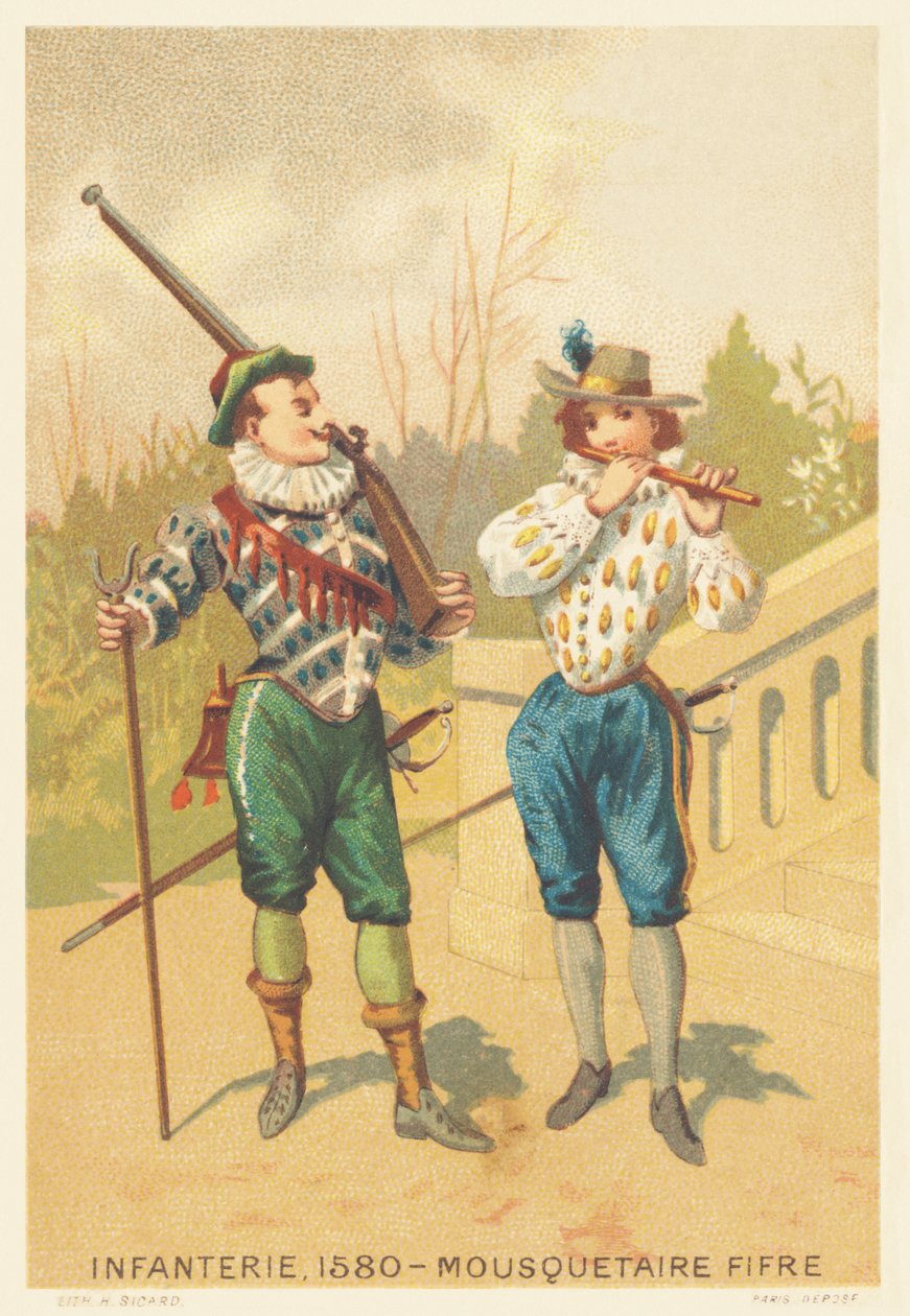 Infanteri, musketör och fife 1580 av French School