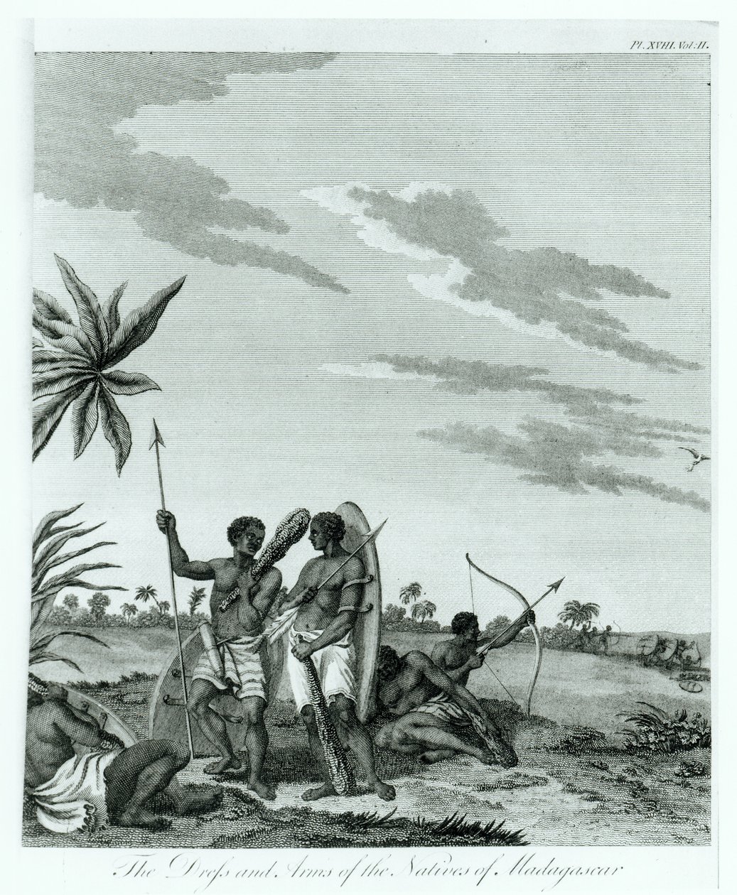 Invånare på Madagaskar, från volym 2 av Memoirs and Travels av greve Benyowsky, publicerad 1790 av French School
