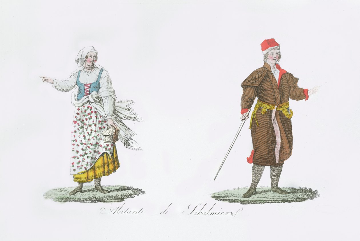 Invånare i Szkalmierz, från "Polens historia" av Bernardo Zaydler av French School