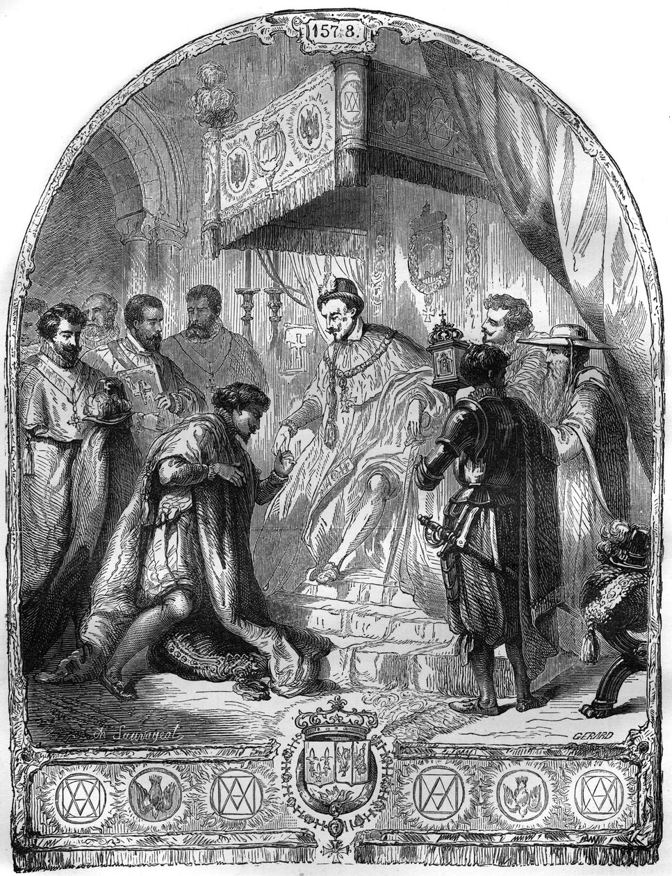 Institution of the Order of the Holy Spirit (Helige Ande) av Henrik III, kung av Frankrike 1578. av French School