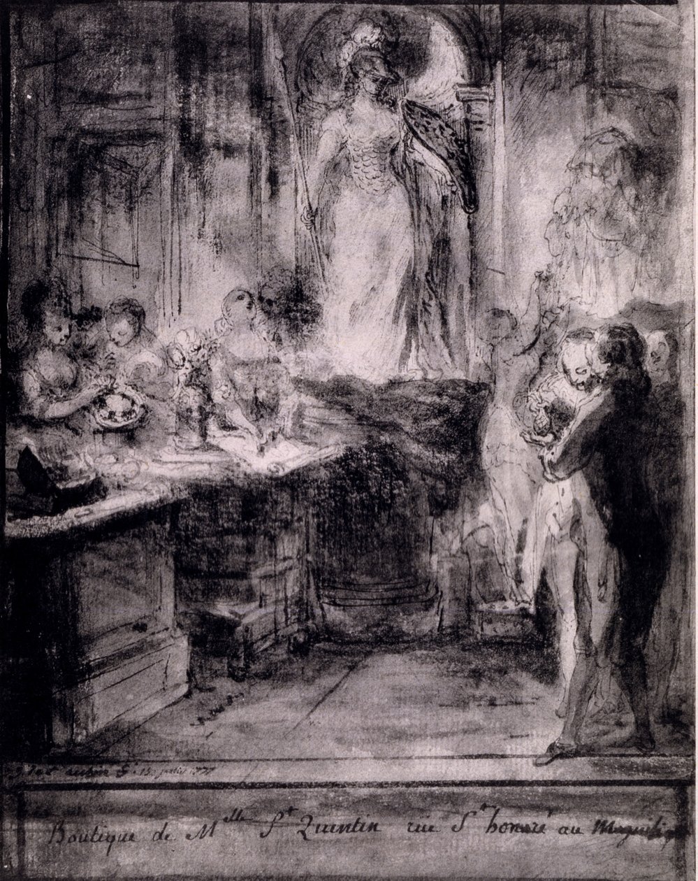Interiör i venetiansk butik, 1777 av French School