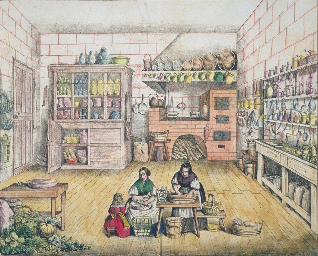Interiör i ett franskt lantkök, sent 1800-tal av French School