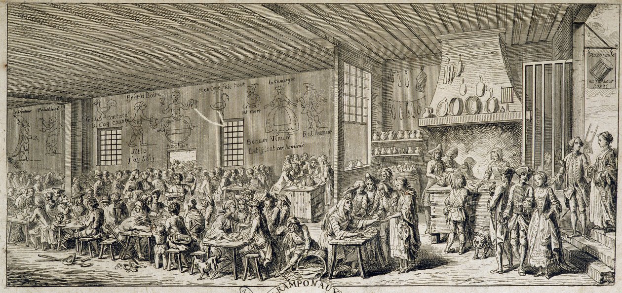Interiör av en kabaré "" Ramponaux"", sd. 1700-talet av French School