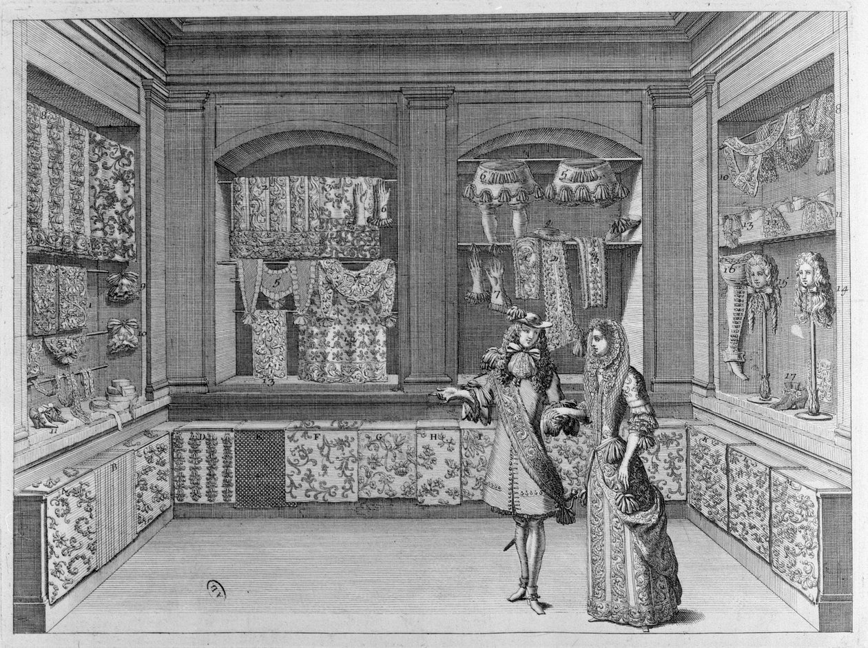 Interiör i en spetsbutik, 1678 av French School