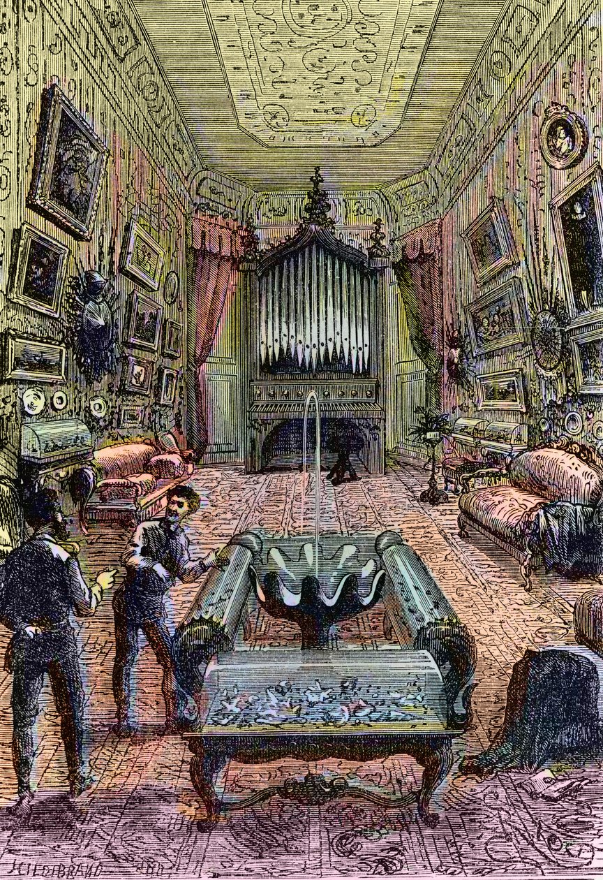 Interiör av Nautilus, illustration från 