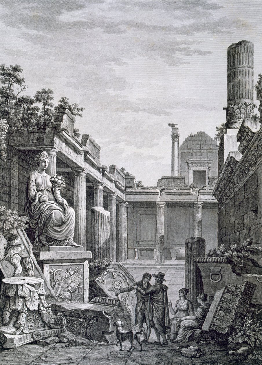 Interiör av de romerska baden, Nimes, från Antiquities of France: Vol I, Monuments of Nimes av French School