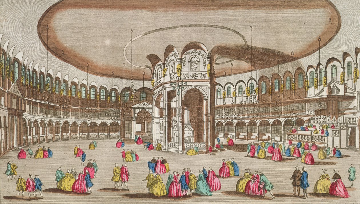 Interiör av Rotundan, Ranelagh House, London av French School