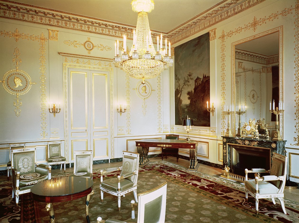 Interiör av Salon Vert i lägenheten till Prince Eugene de Beauharnais (1781-1824) av French School