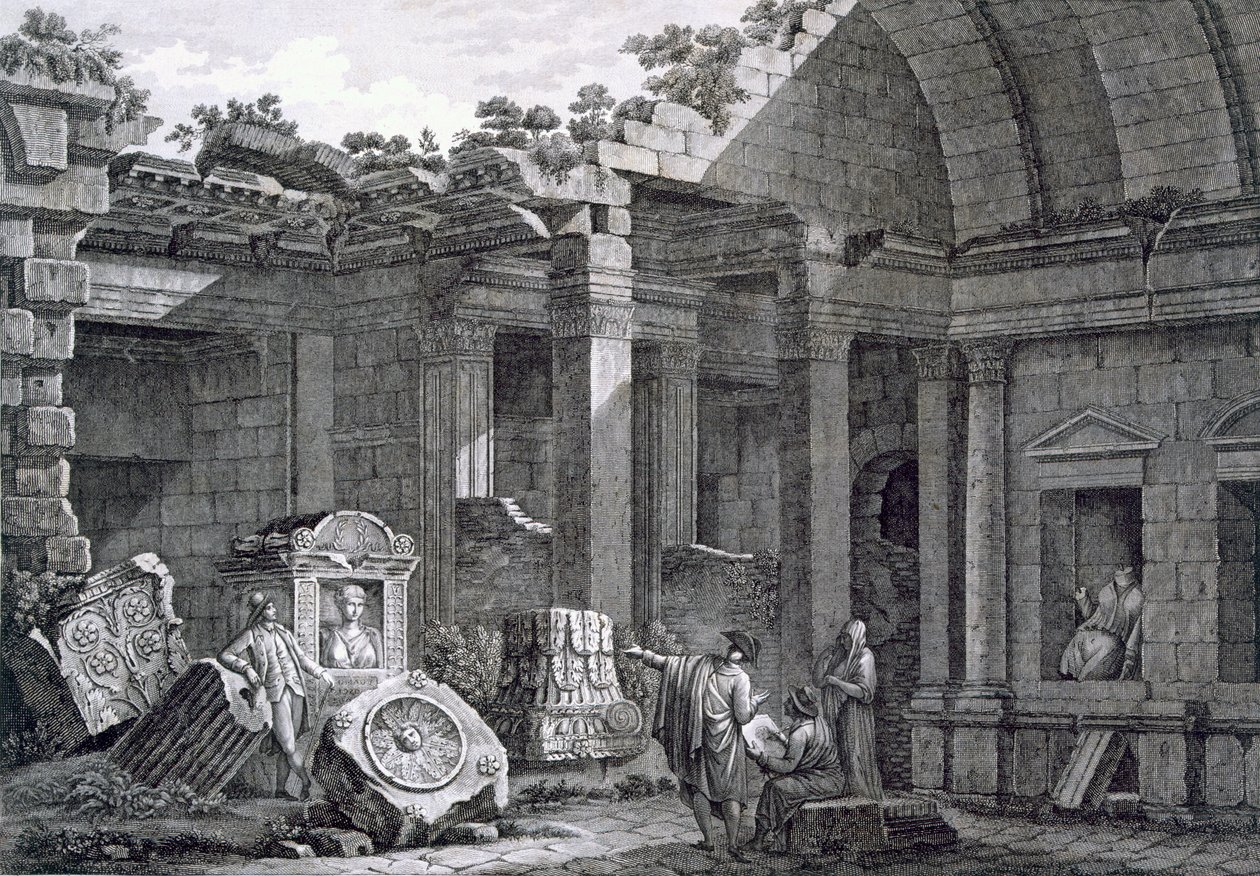 Interiör av Dianatemplet, Nimes, från Antiquities of France: Vol I, Monuments of Nimes av French School
