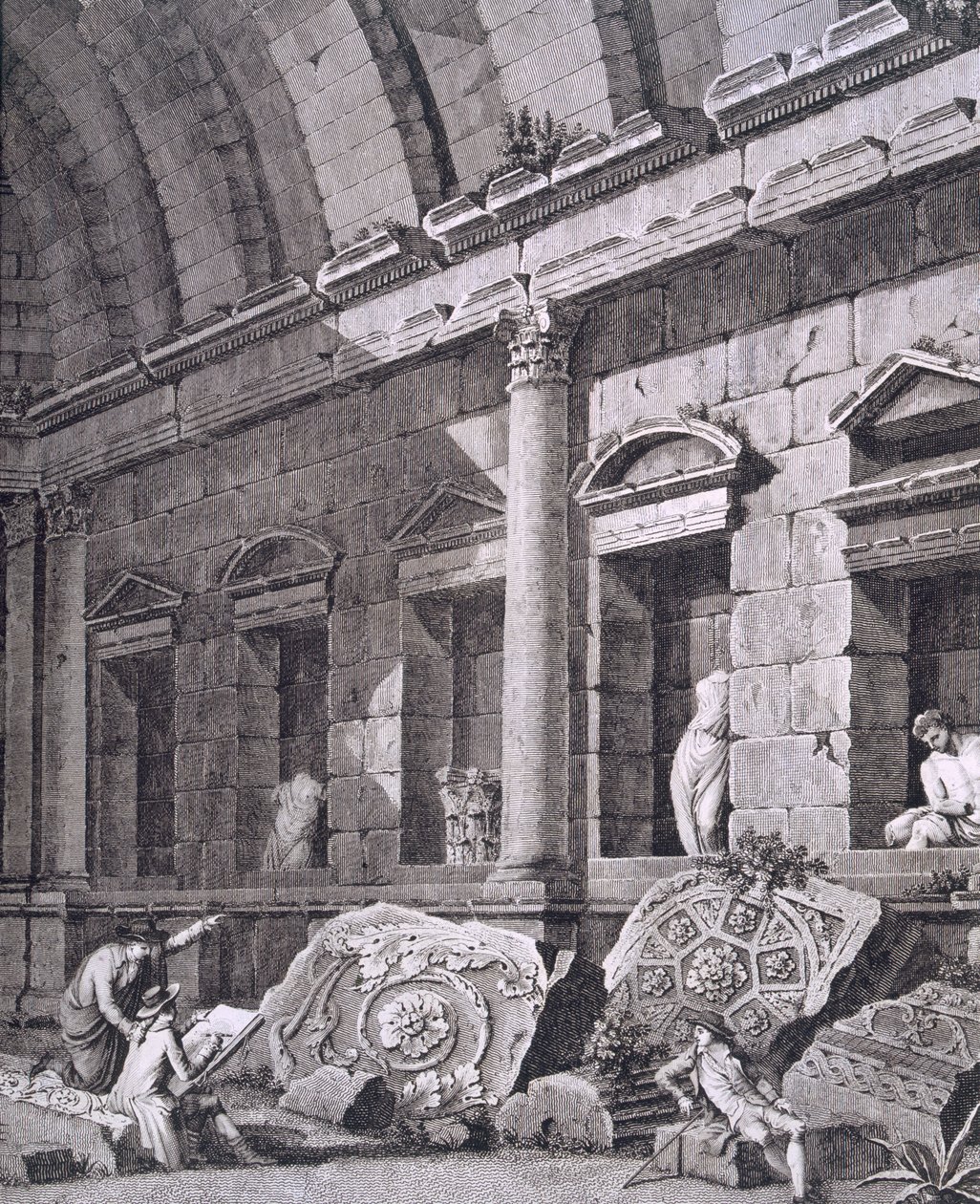Interiör av Dianatemplet, Nimes, från Antiquities of France: Vol I, Monuments of Nimes av French School