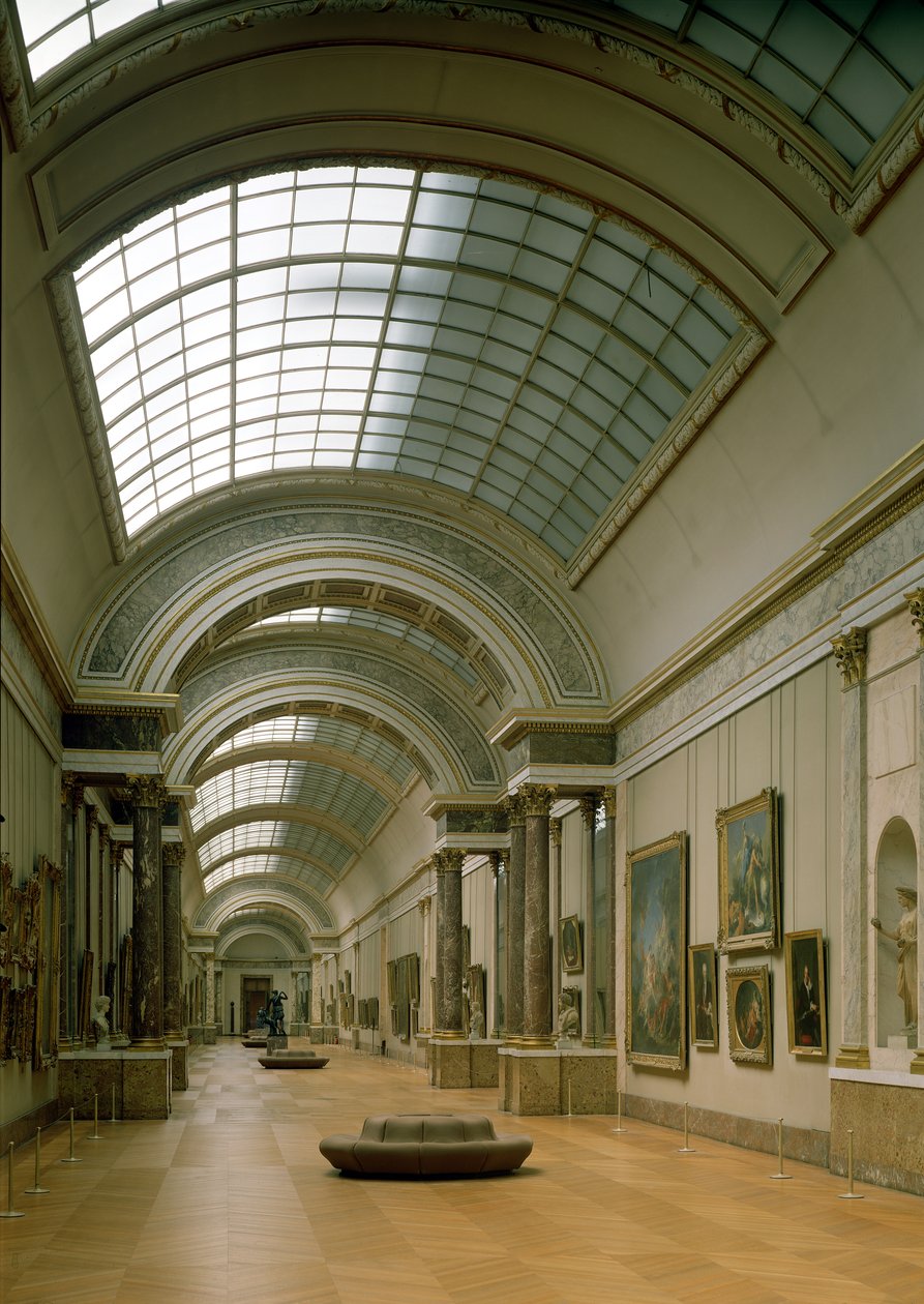 Interiörvy av Grande Galerie, 1500-1800-talet av French School