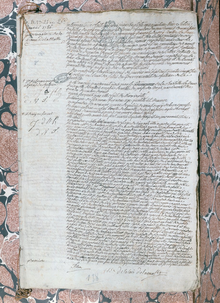 Förhör med Jeanne de Valois-Saint-Remy, grevinna de La Motte (1756-91), januari 1785 av French School