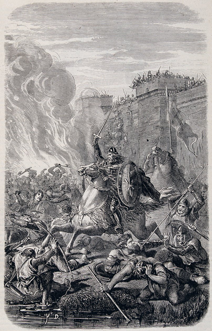 Invasion och plundring av Rom av Alaric 1st, King of the Visigoths 410 - i "" History of Popes, Kings, Queens and Emperors"" av Lachatre, T.1 av French School