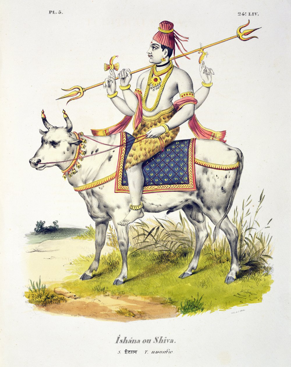 Ishana eller Shiva, graverad av C. de Motte (1785-1836) av French School