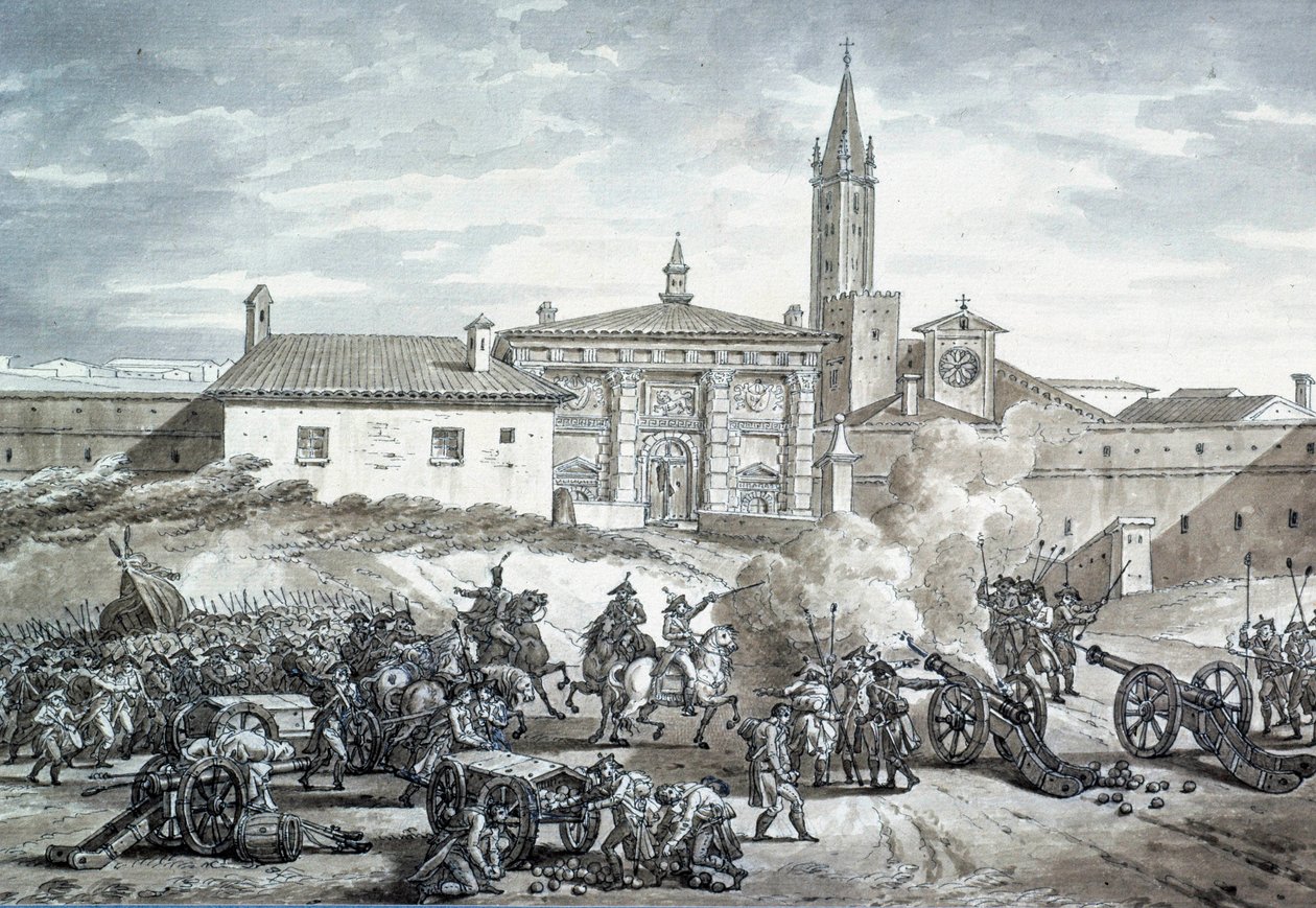 Italiensk landsbygd: ockupationen av Verona av Napoleon Bonapartes franska armé (1789-1821). Anonym teckning omkring 1797. Paris, Louvren av French School