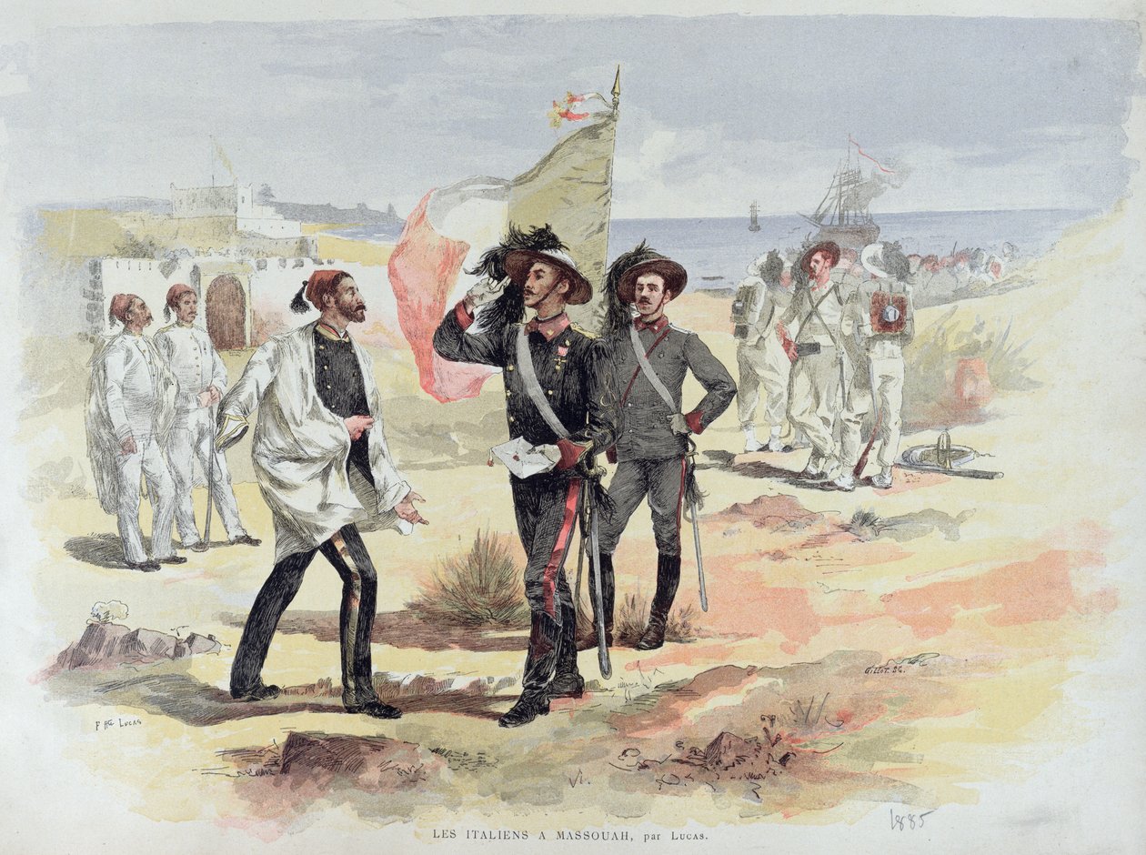 Italienska trupper ockuperade Massaoua, Eritrea 1885 av French School