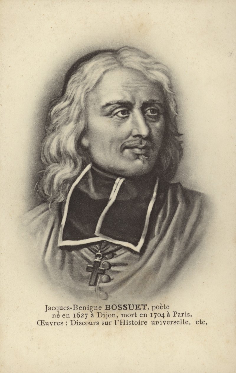 Jacques-Benigne Bossuet (1627-1704), fransk katolsk biskop, teolog och författare (litografi) av French School