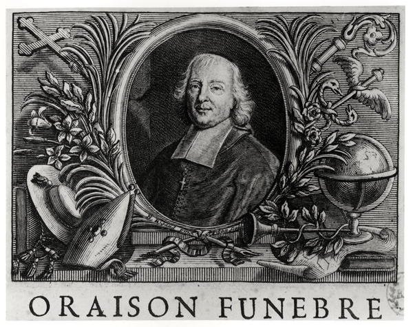 Jacques Benigne Bossuet (1627-1704), frontispice av Oraison Funebre av Bossuet av French School