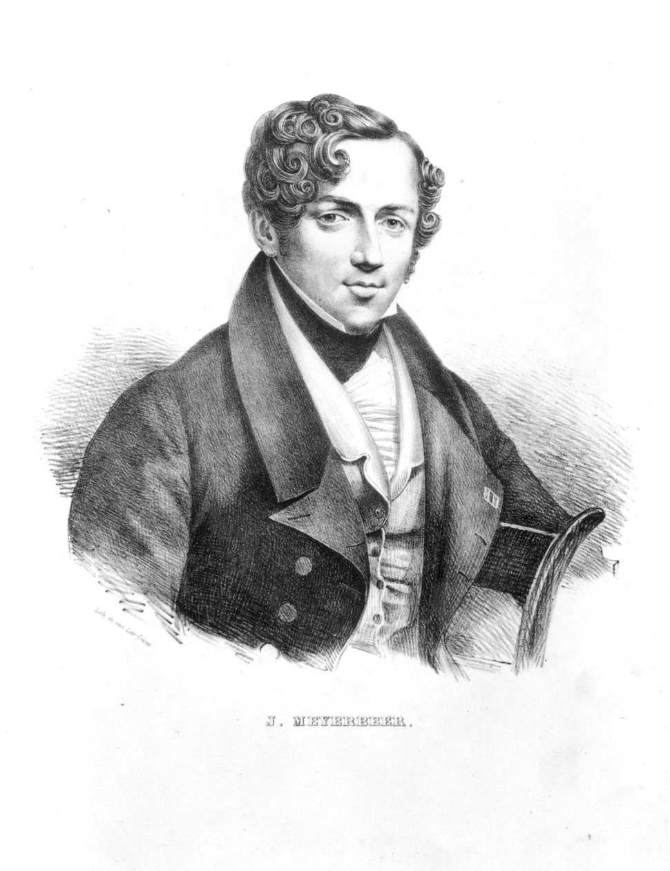 Jakob Meyerbeer (1791-1864) tysk kompositör, graverad av bröderna van Lier av French School