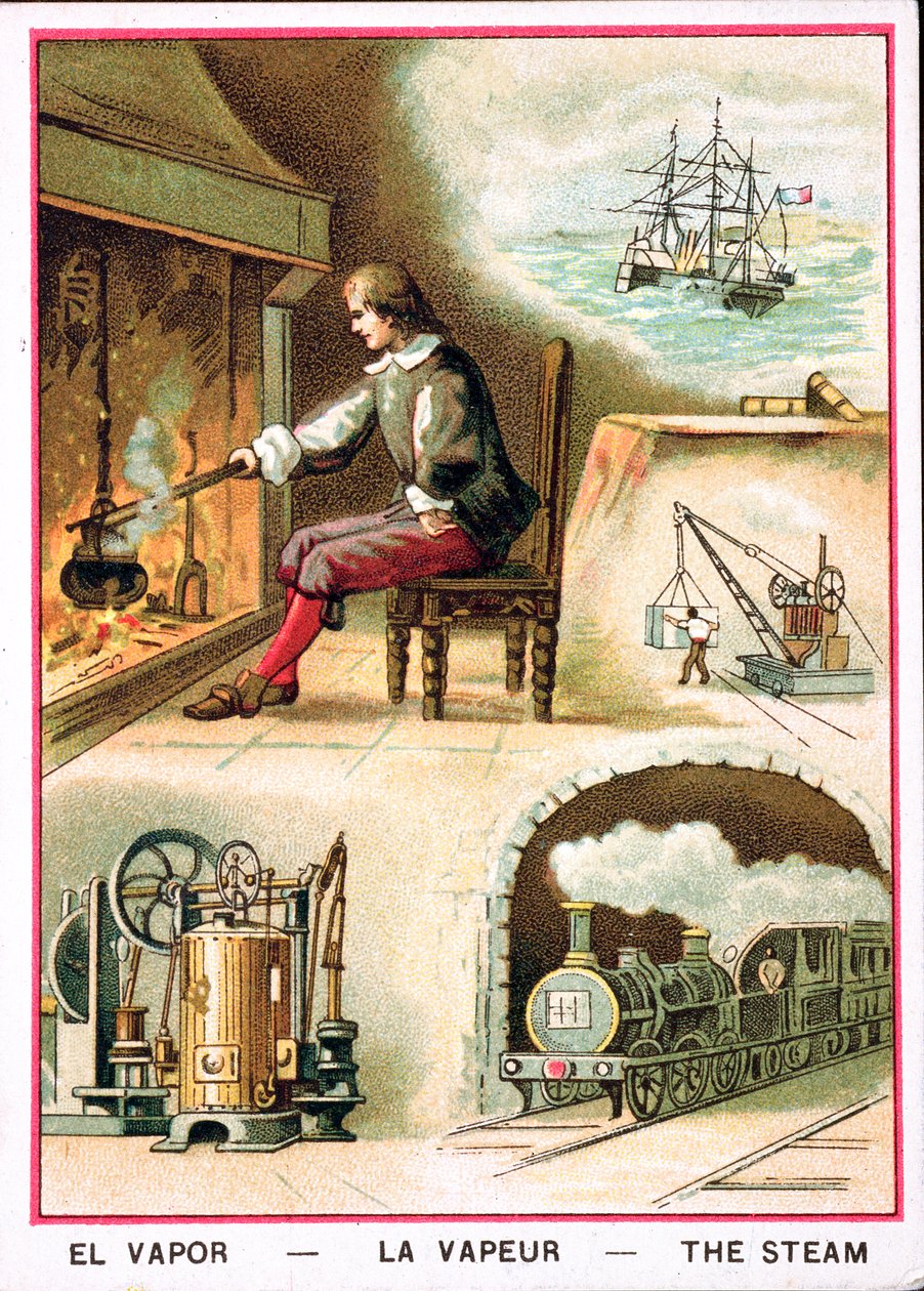 James Watt (1736-1819) och olika användningar av ånga av French School