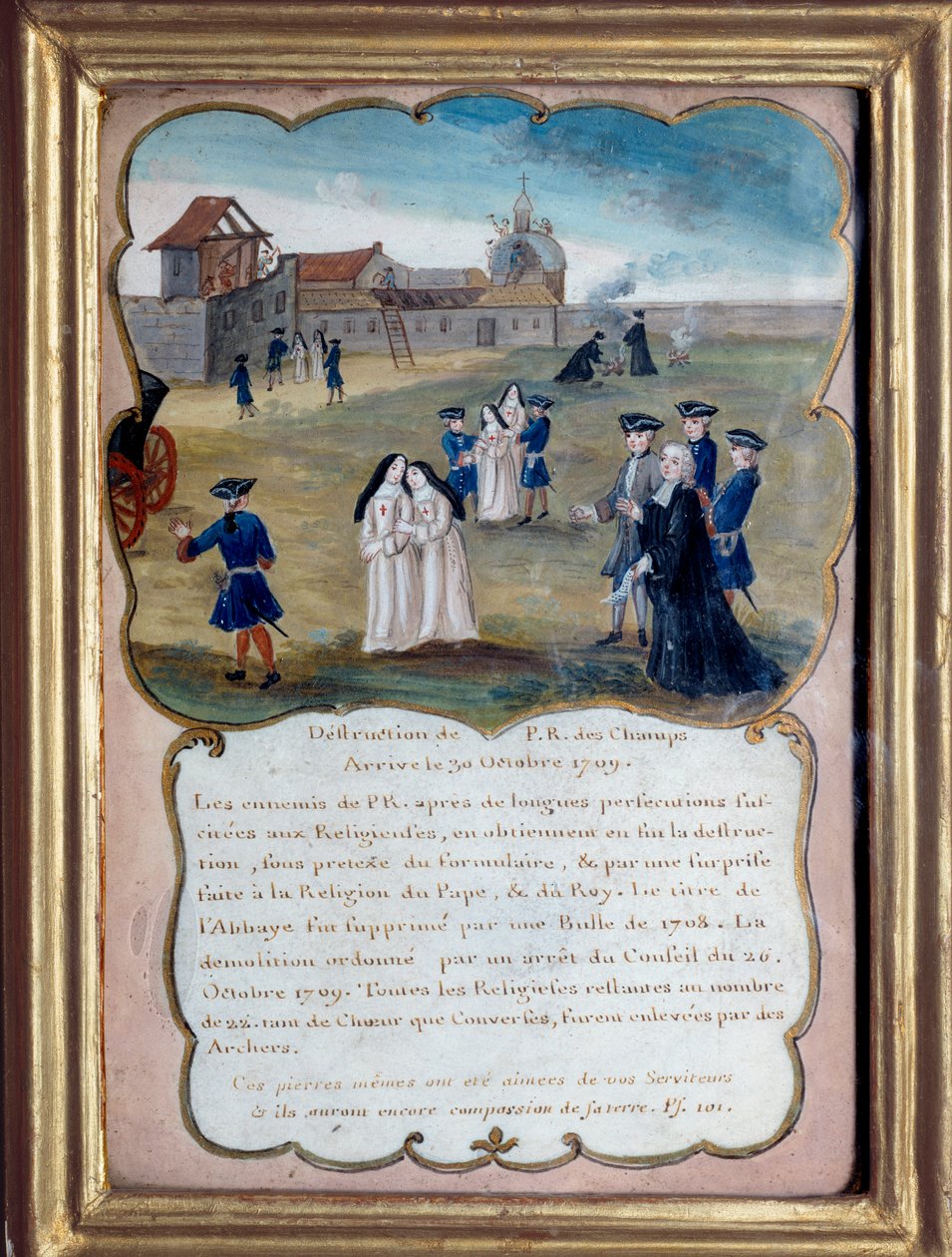 Jansenism "" Förstörelse av klostret Port royal des champs (Port-Royal-des-Champs) 1709 för anklagelse d
