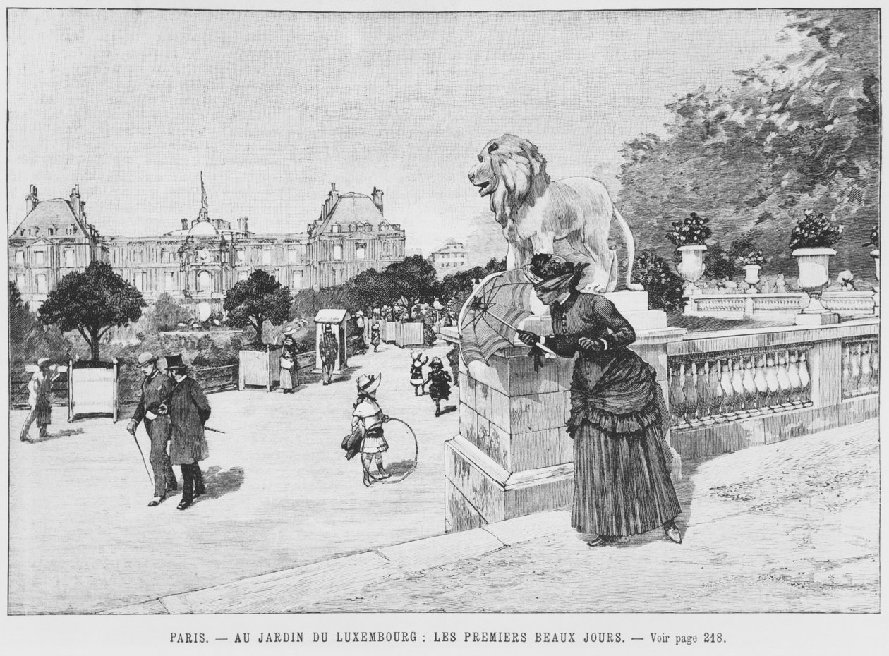 Jardin av Luxemburg, de första fina dagarna, c.1870-80 av French School