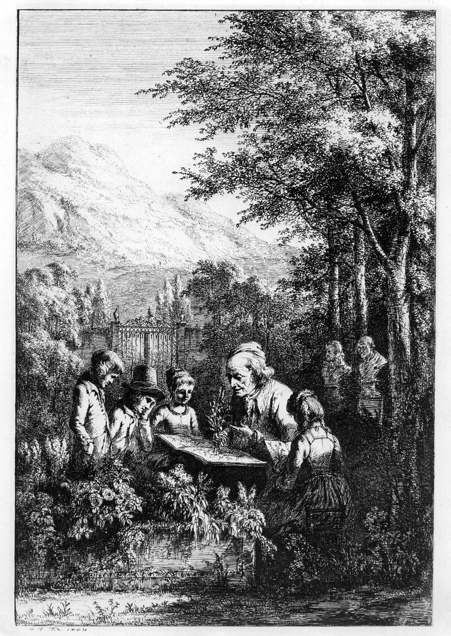 Jean-Jacques Rousseau undervisar en grupp barn av French School