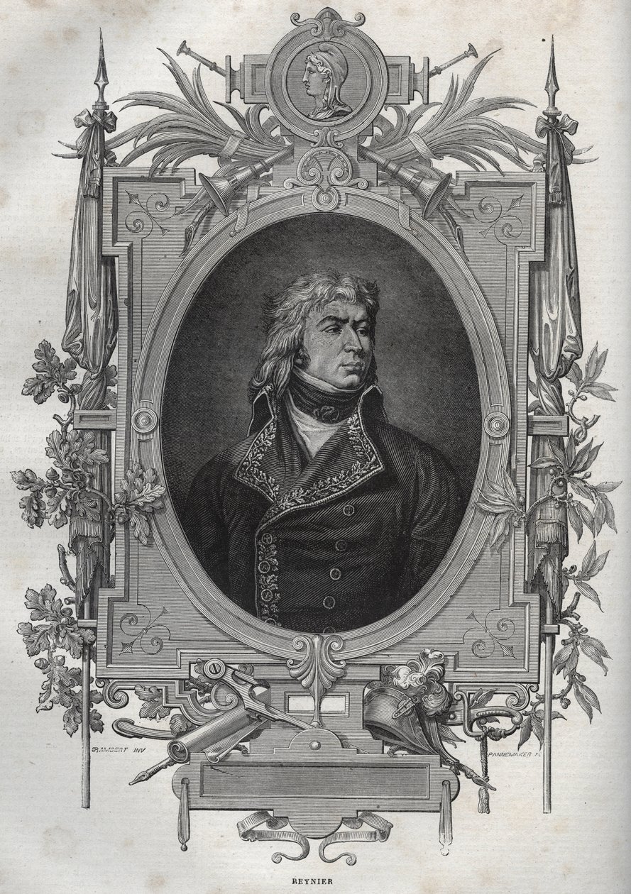 Jean-Louis-Ebenezer REYNIER (1771-1814), fransk general för revolutionen och det första imperiet - Jean Louis Ebenezer Reynier, fransk armégeneralofficer under de franska revolutionskrigen - från "" Nouvelle Encyclopedie Nationale" av Maurice La Charest av French School
