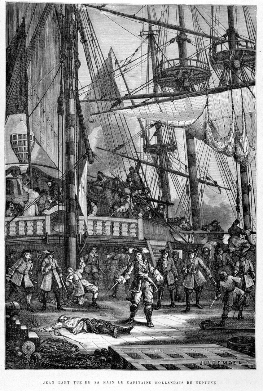 Jean Bart dödar den holländska kaptenen av Neptunus med sin hand - i "The History of France"" av Guizot av French School