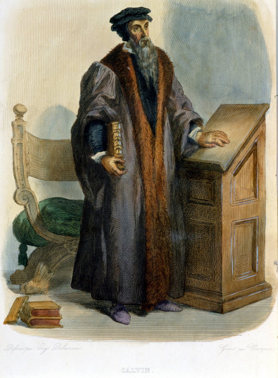 Jean Calvin (Jean Cauvin, fransk reformator och författare (1509-1564) - i "" Le Plutarque francais"", Ed. Mennechet av French School