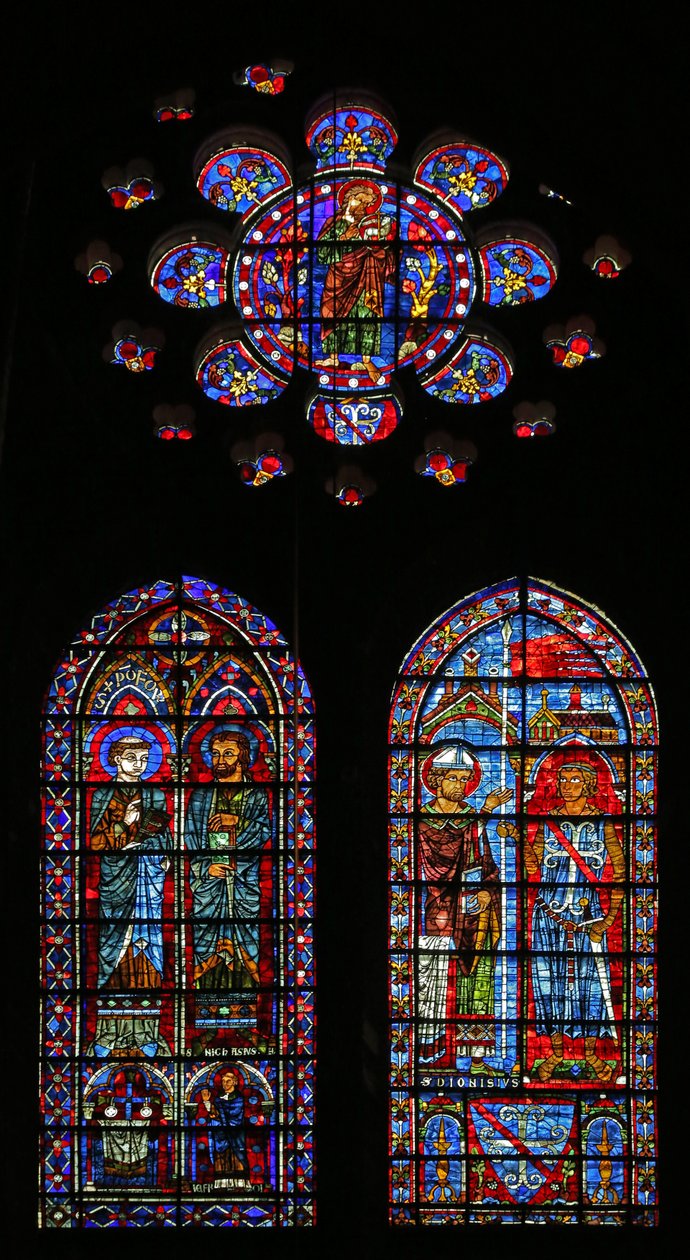 Jean Clement tar emot fänriken från St Denis; St Nicaise och ett annat helgon (w116) av French School