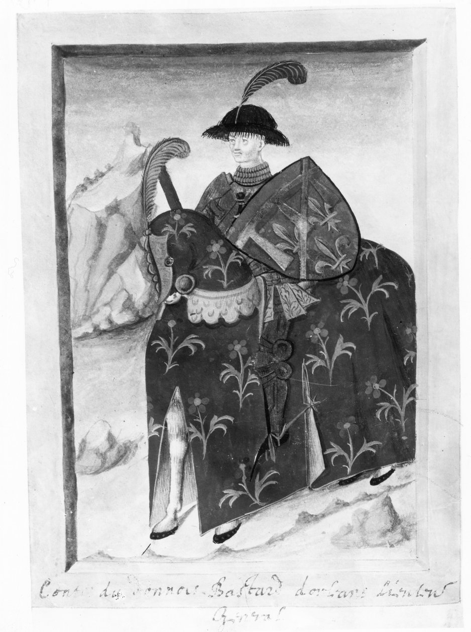Jean de Dunois, bastarden från Orléans (litho) av French School