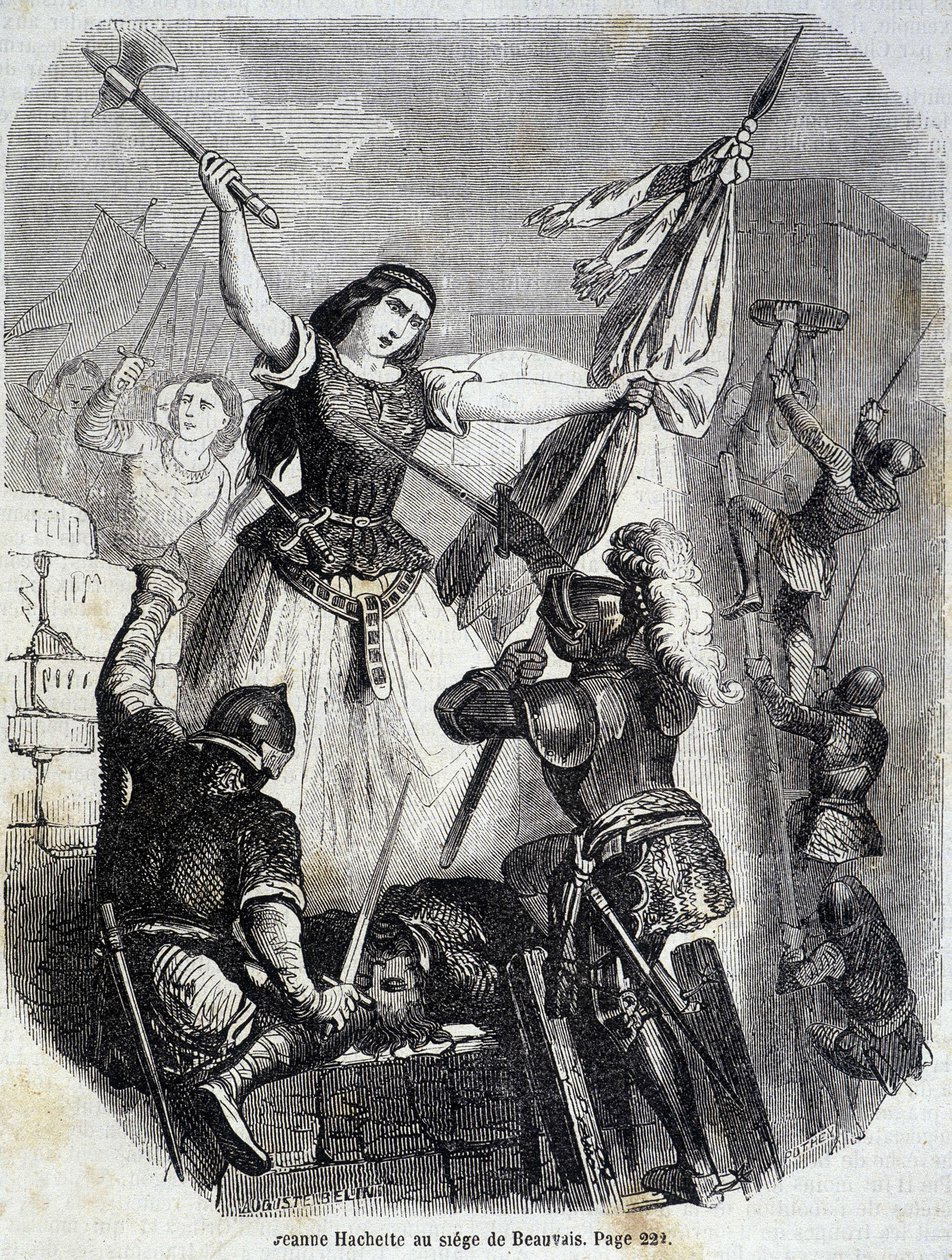 Jeanne Hachette i Beauvais 1472 - i "Histoire de France" av L.-P. Anquetil av French School