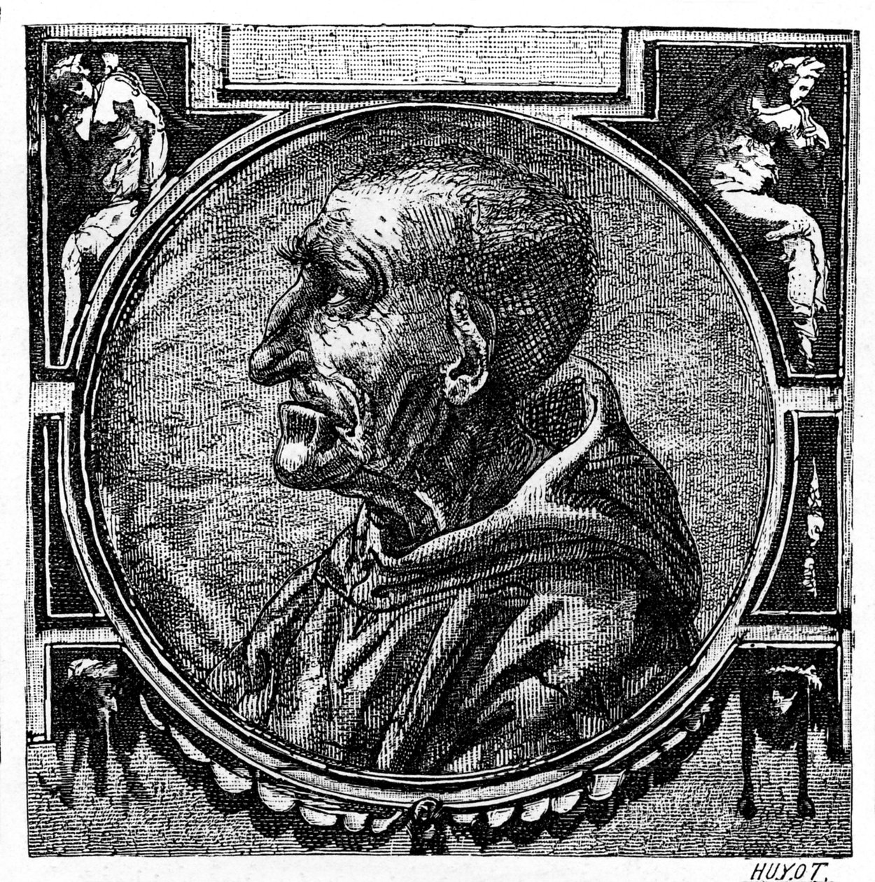 Jerome Savonarola (gravyr) av French School