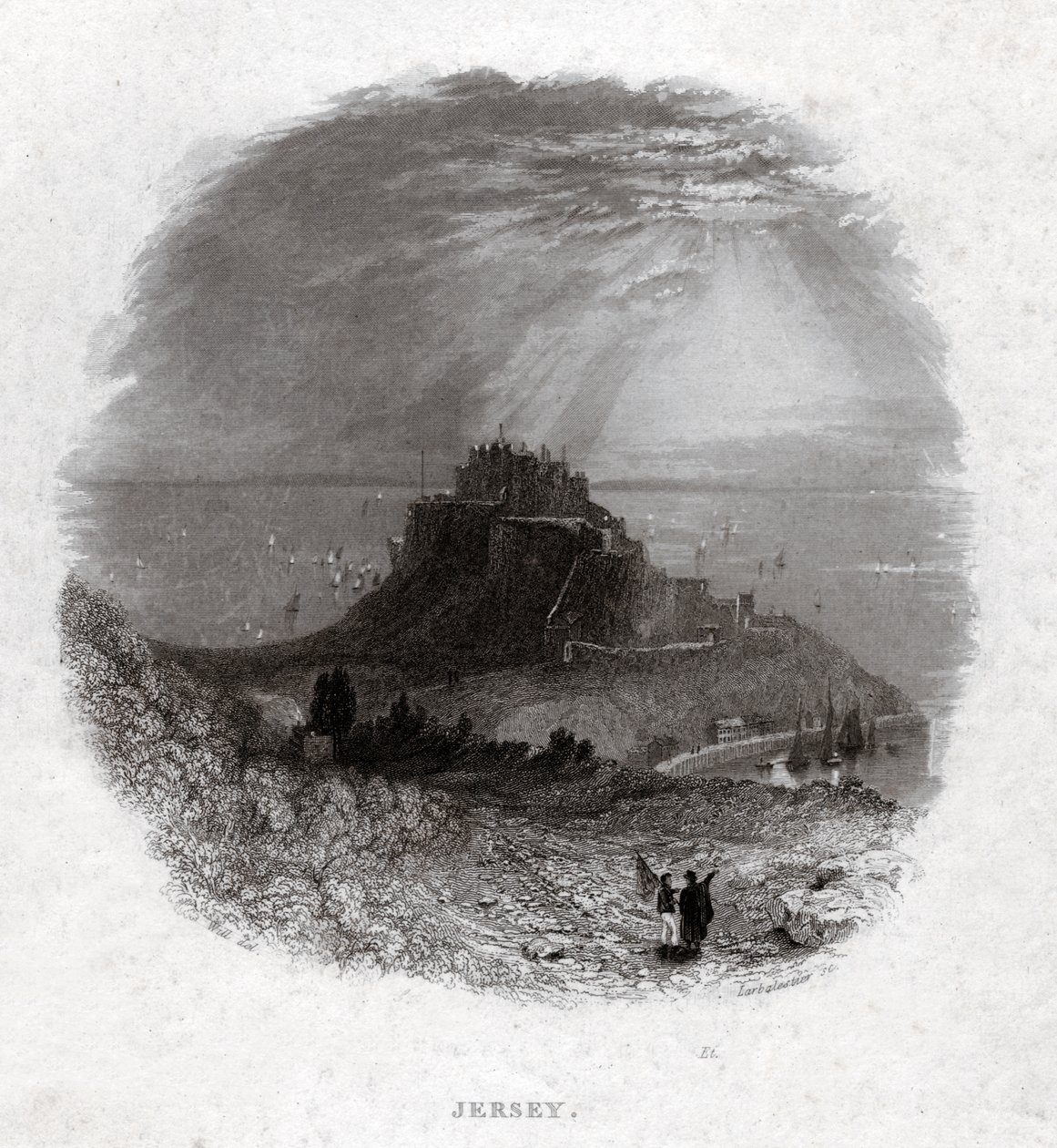 Jersey Island. (gravyr, ca 1850) av French School