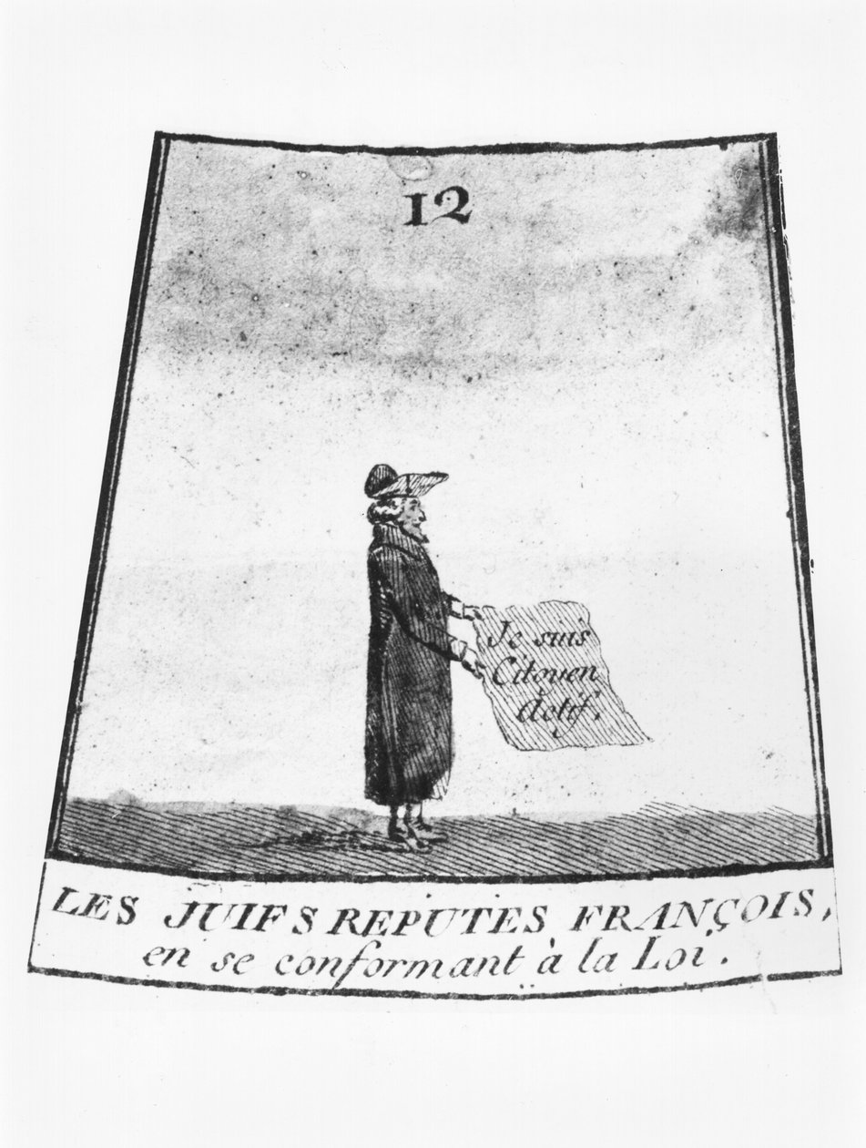 Jude erkänd som fransk medborgare, illustration från ett spel med ormar och stegar, ca. 1790-92 (detaljer) av French School