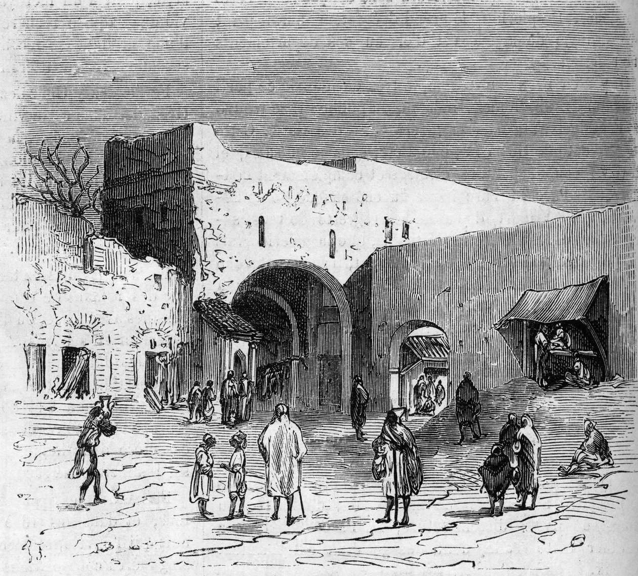 Judisk befolkning i Tetouan (Tetuan) i Marocko: inre syn på den judiska barrioen av French School