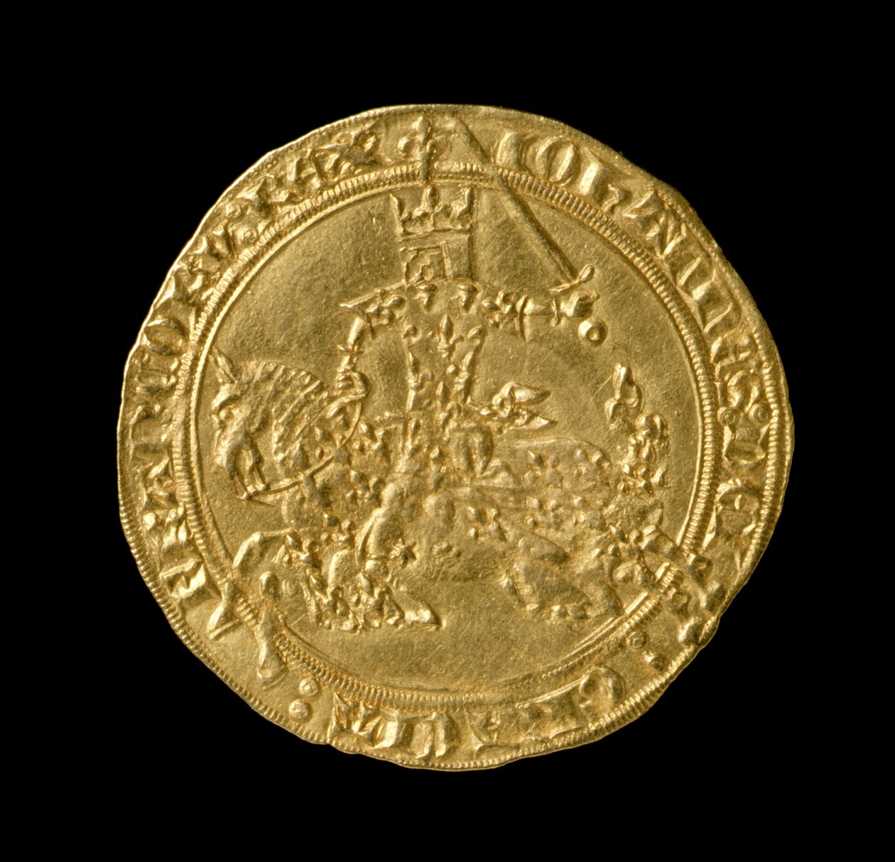 Johannes II den gode (1319-64) Frankrikes kung, Franc a Cheval, 1350-64 (framsidan) (guld) (för baksidan se 168068) av French School