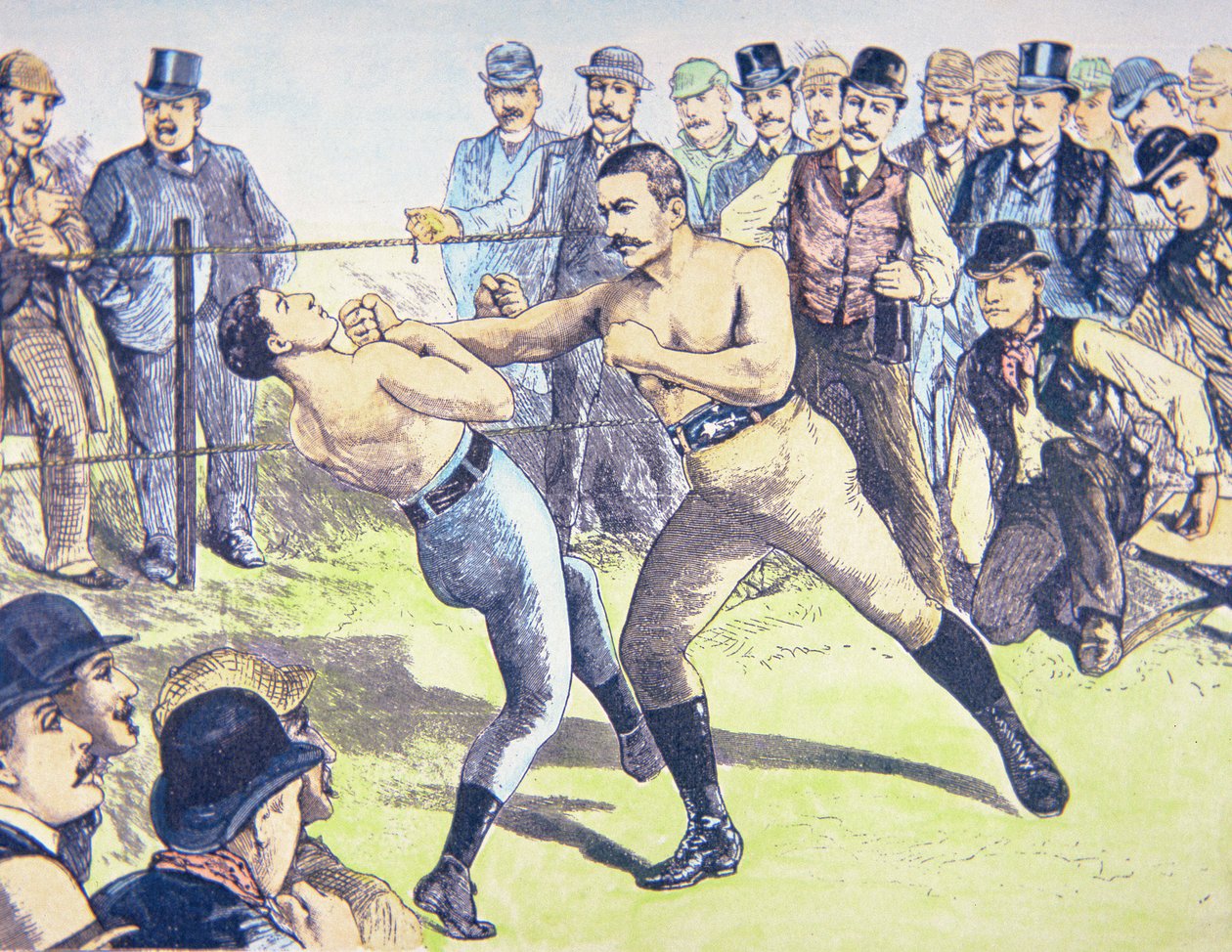 John L. Sullivan mot Charlie Mitchell den 10 mars av French School