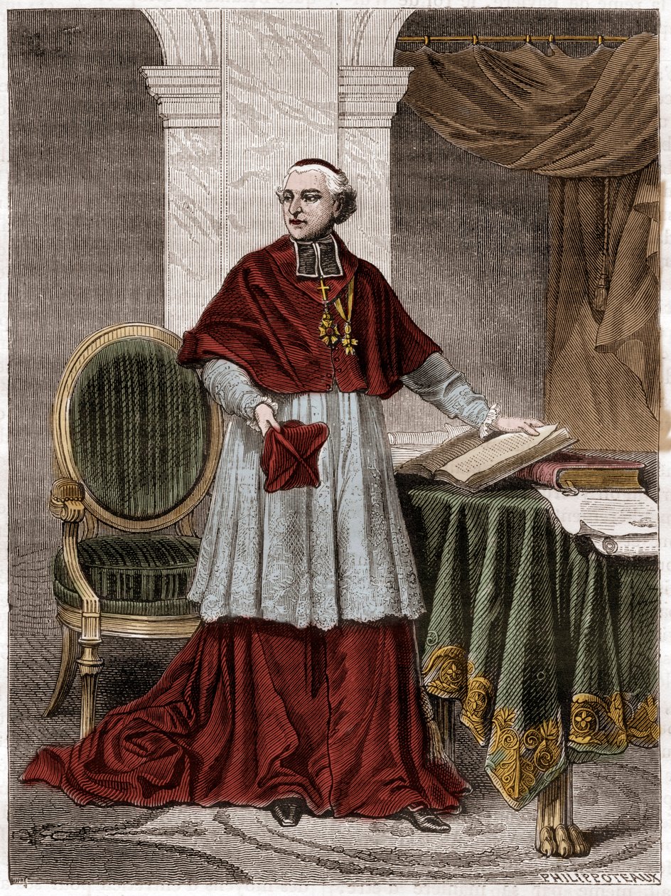 Joseph Fesch (1763-1839), fransk kardinal - gravyr 1879 - Porträtt av kardinal Joseph Fesch, farbror till Napoleon Bonaparte (1763-1839) - i "Imperiets historia efter konsulatets historia" av Adolphe Thiers - 1879 - privat samling av French School