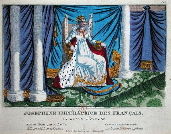 Josephine (1763-1814) kejsarinna av fransmännen och drottningen av Italien (färg litho) av French School