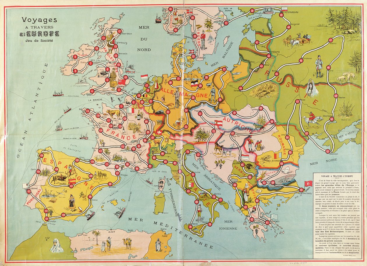 Resor över Europa Brädspel, c.1875 av French School