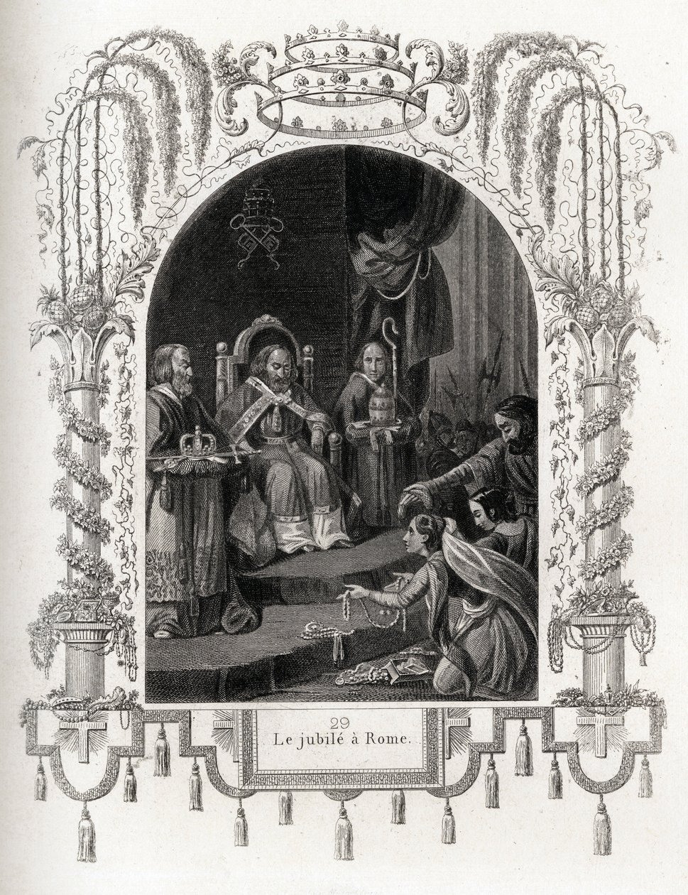 Jubileum i Rom 1450, under Nikolaus V:s pontifikat (1447-1455). Gravyr för att illustrera Histoire des popes av Maurice Lachatre (1814-1900), librairie du progres, Paris. av French School
