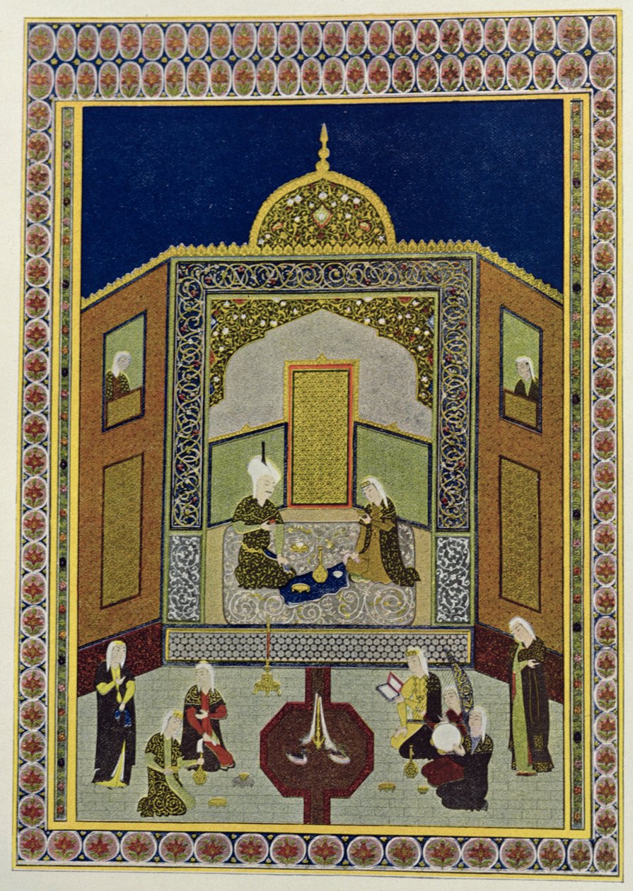 Kadi Pere-au-pet under kupolen, illustration för The Arabian Nights, 1895 (färggravyr) av French School