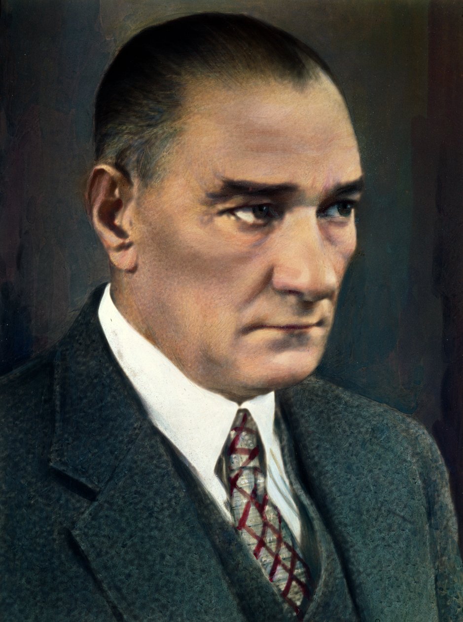 Kemal (Mustapha) Ataturk (1881-1938) c.1925-30 (wc på papper) av French School
