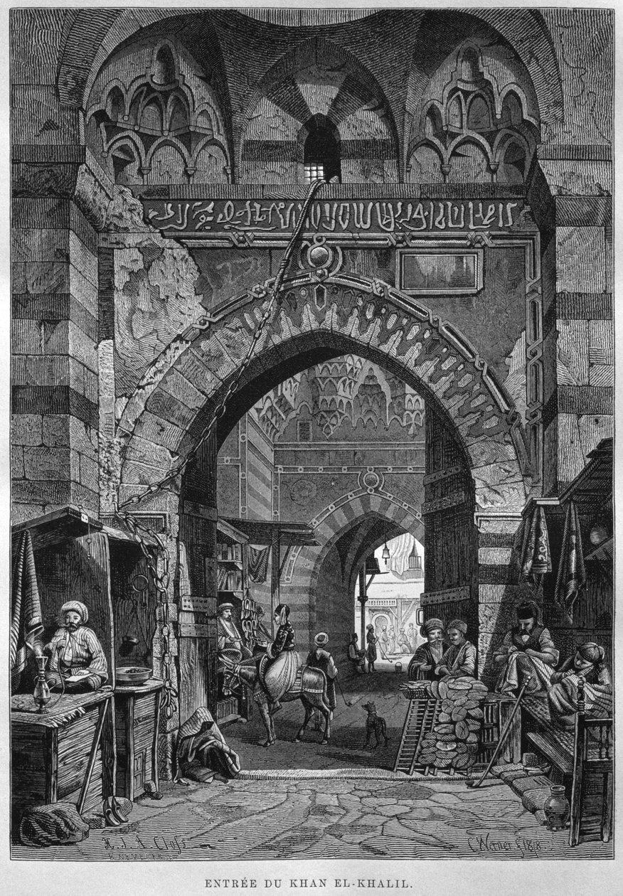 Khan El-Khalil inlägg, från LEgypte av Georg Moritz Ebers (1837-98), 1881 (bw gravyr) av French School