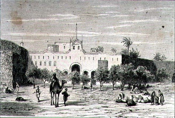 Khartoum, Sudan, på 1860-talet, graverad av Alfred Louis Sargent (f.1828) (gravyr) av French School