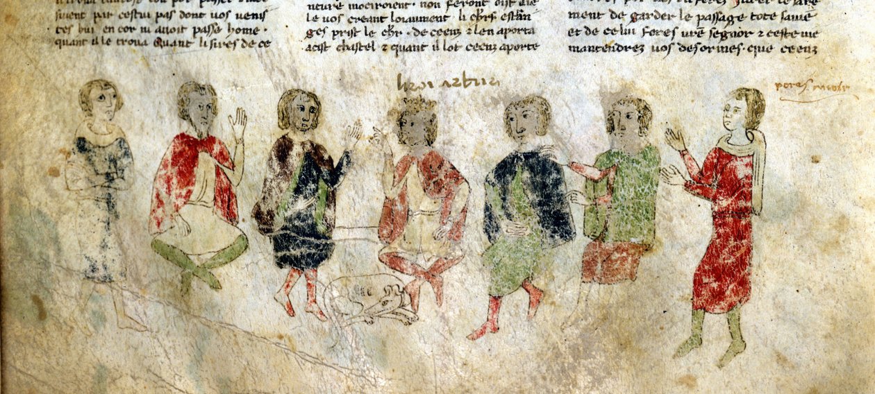 Kung Arthur och riddarna. Fransk manuskript från 1200-talet. Bibl. Marciana, Venedig. av French School
