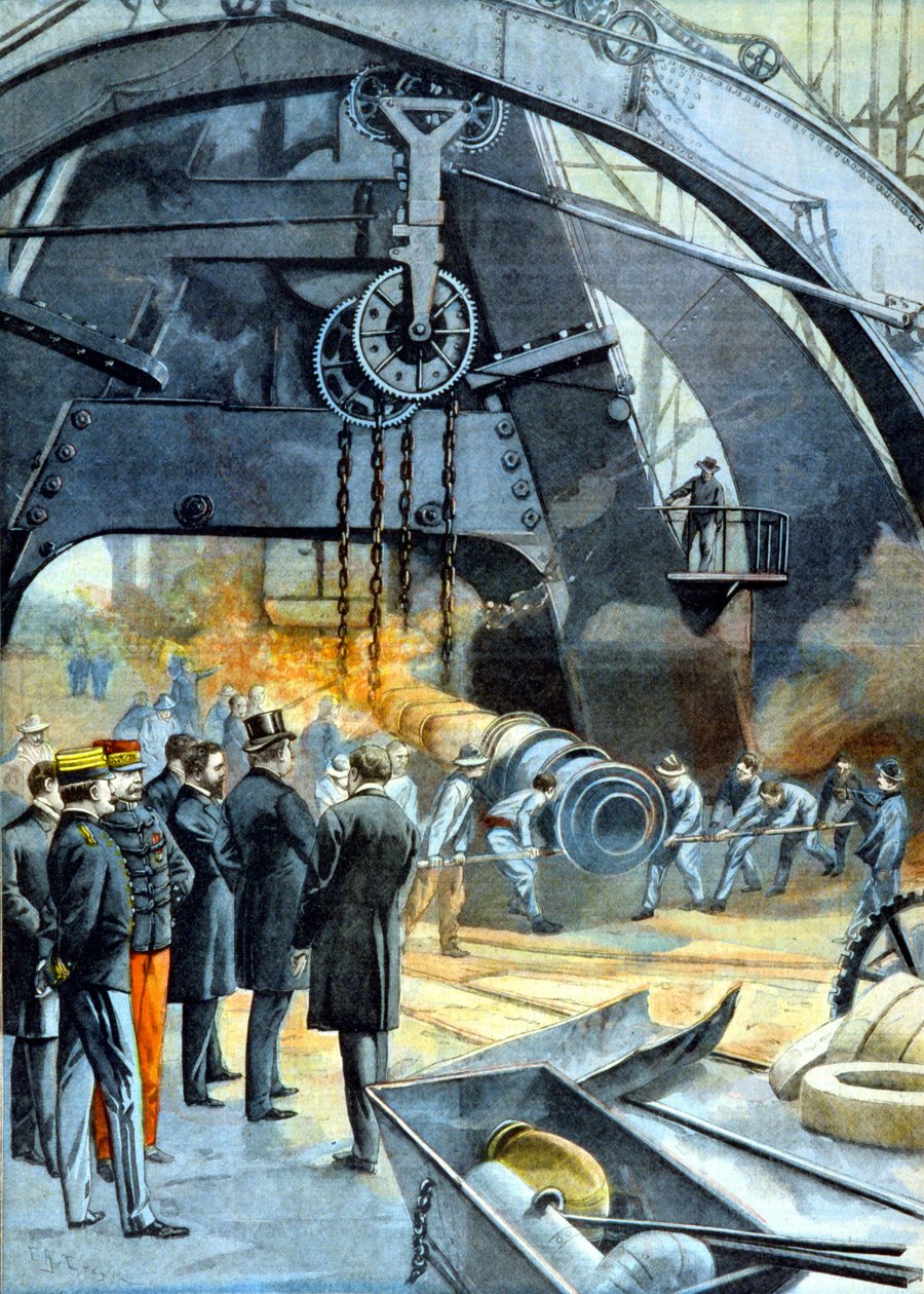Kung Carlos I (Karl I av Portugal) på Ateliers du Creusot i "" Le Peute Parisien"" från 1899-02-26 av French School