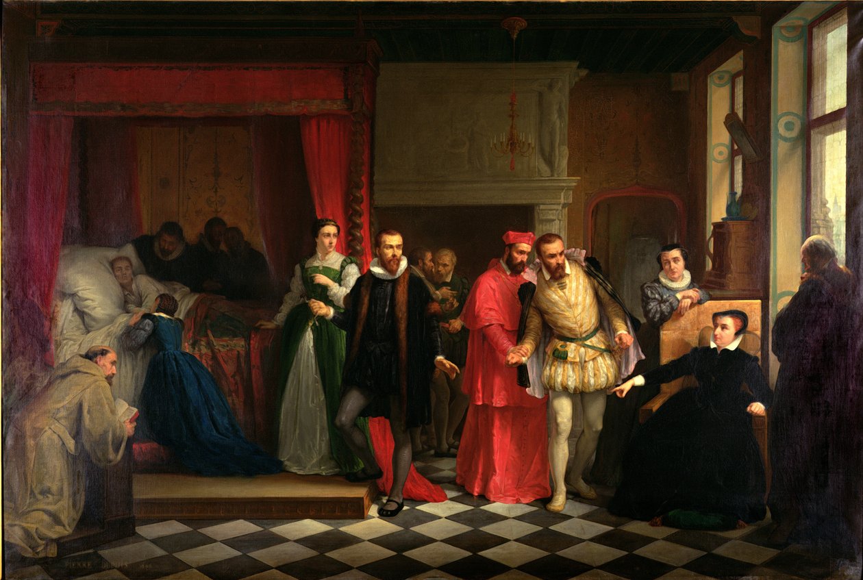 Kung Francis II (1544-60) på sin dödsbädd, 1865 av French School